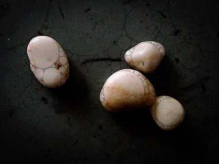Pebbles on countertop